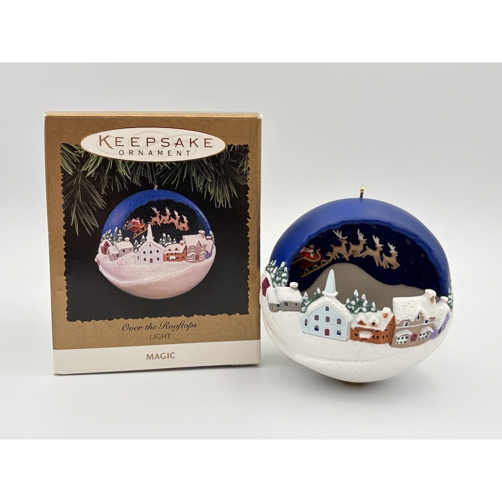 Hallmark 1996 Over The Rooftops Light Magic Christmas Tree Ornament QLX7374 VTG